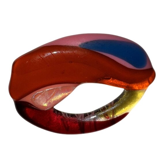 vintage Handmade art studio Glass Brooch With Abstract Design - Picture 1 of 5